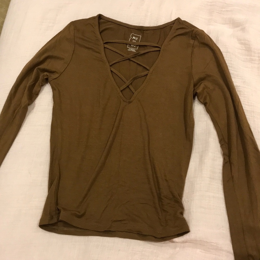 Pacsun long sleeve top with criss cross front